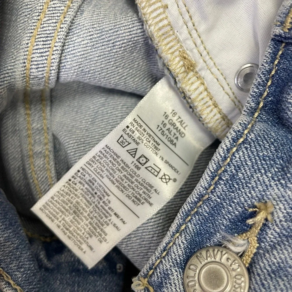 NEW Old Navy High-Rise Barrel Leg Jeans Light Wash Blue Womens 16 Tall - Picture 9 of 14